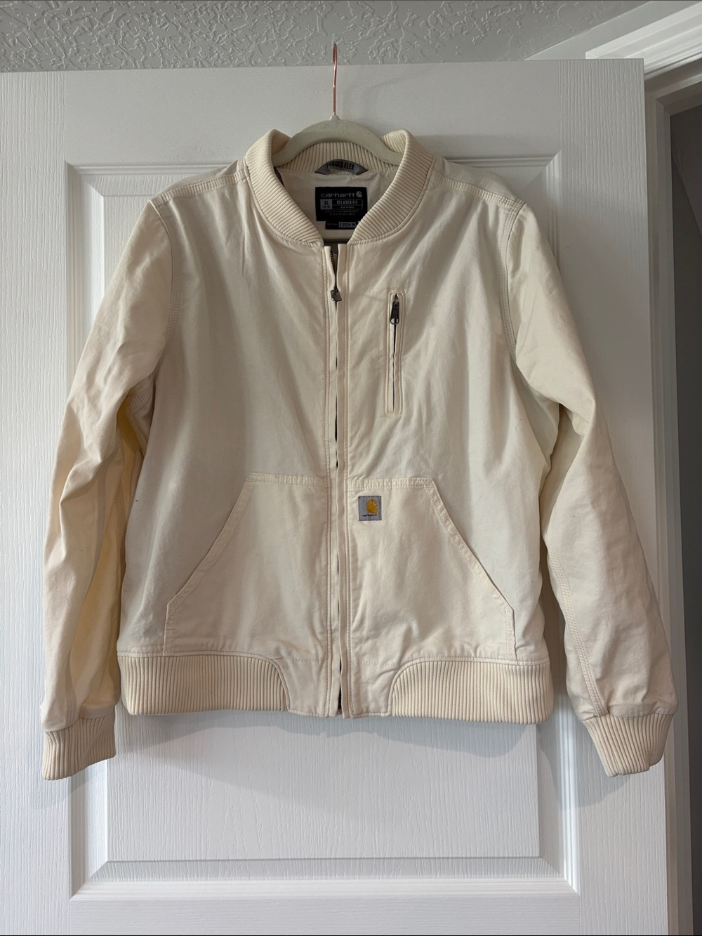 Carhartt Cream Zip-Front Work Jacket